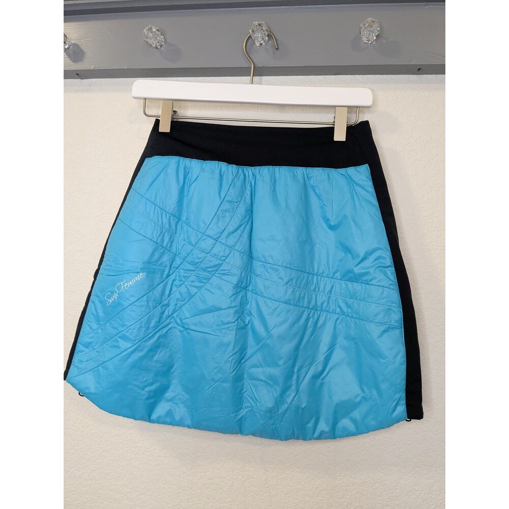 SWIX Cross Country Ski Mini Puffer Skirt Black Turquoise Womens Size Small - Picture 9 of 9